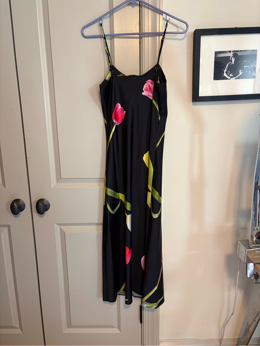 Tyler McGillivary x Lisa Says Gah Black Tulip-Print Midi Slip Dress - Picture 3 of 4